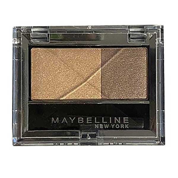 Maybelline Eye Studio Duo 703 Cashmere Brown eye makeup palette with pink and mauve shades, featuring two eyeshadow pans.
