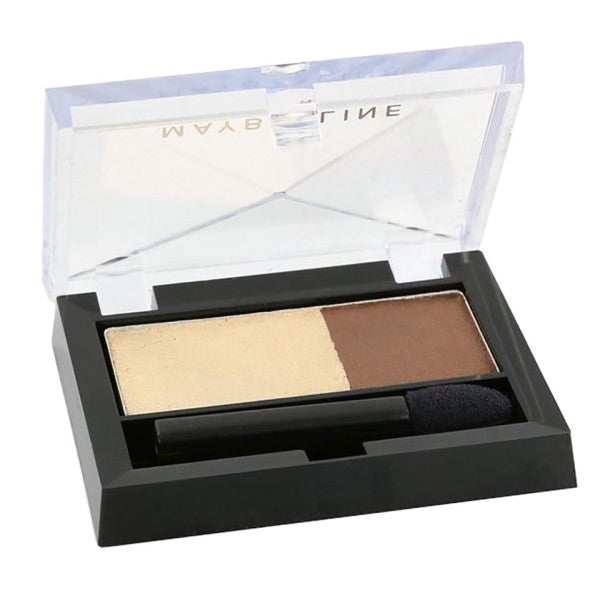 Maybelline Eye Studio Duo 709 Ocher eyeshadow palette with warm earthy tones and two complementary shades for eye makeup.
