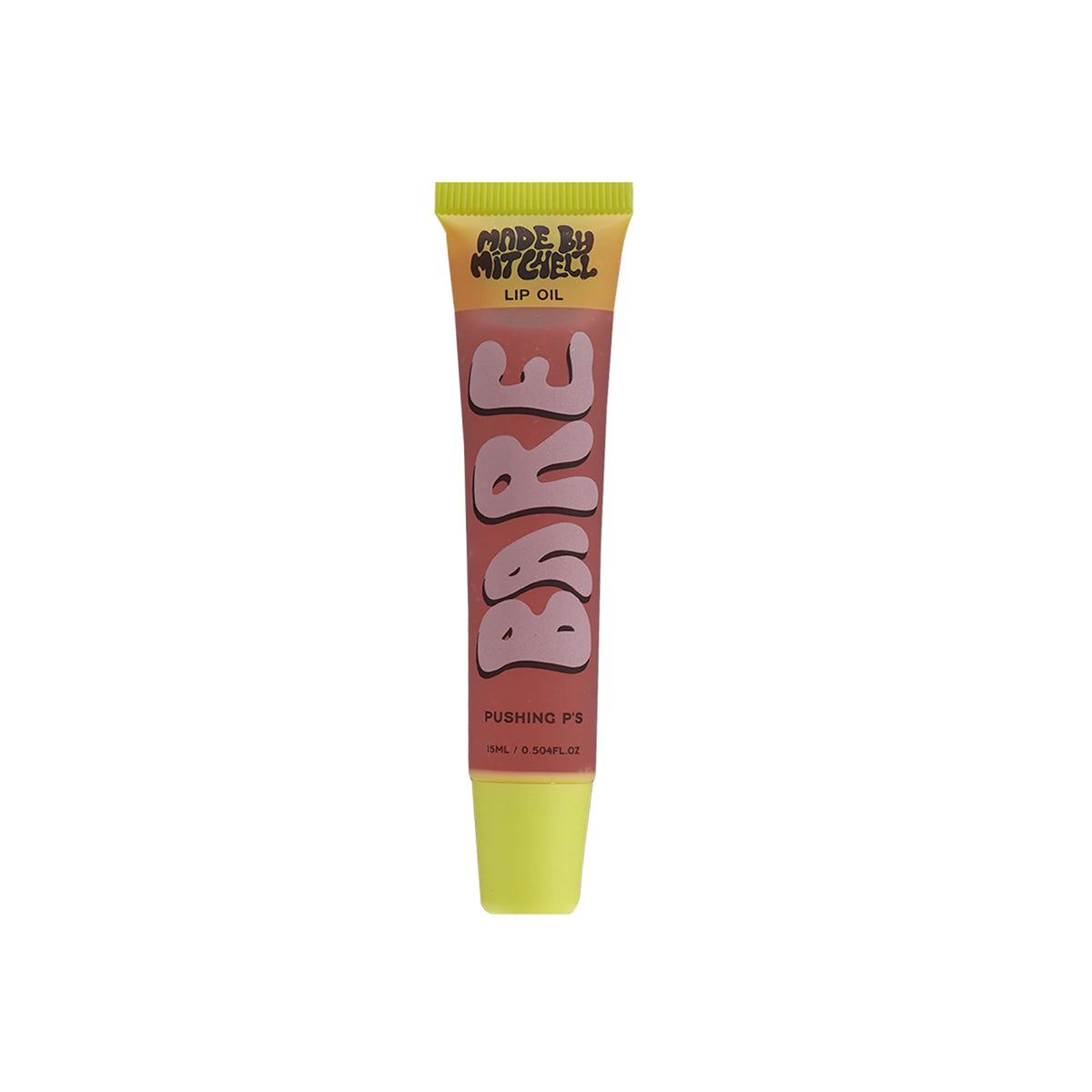 Made By Mitchell Bare Lip Oil lip care product tube and applicator in clear, neutral packaging
