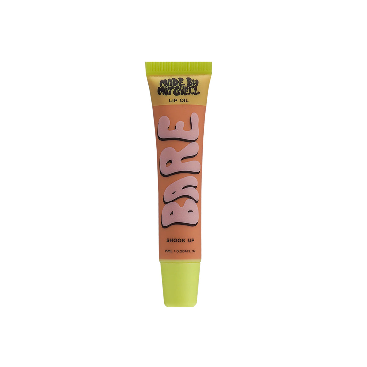 Made By Mitchell Bare Lip Oil in Shook Up shade, sheer glossy lip care product tube
