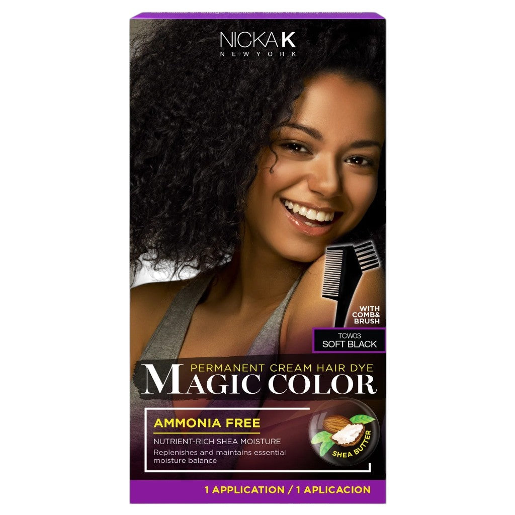 NICKA K New York Magic Colour permanent cream hair dye in a vibrant shade with ammonia-free formula, shown in the image.