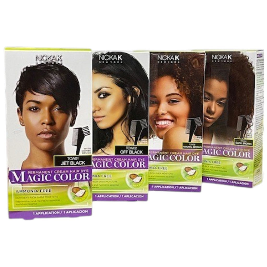 NICKA K New York Magic Colour permanent cream hair dye in a tube, ammonia-free hair coloring product for vibrant results.