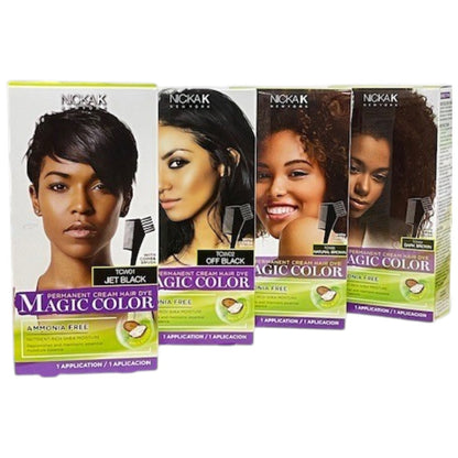 NICKA K New York Magic Colour permanent cream hair dye in a tube, ammonia-free hair coloring product for vibrant results.
