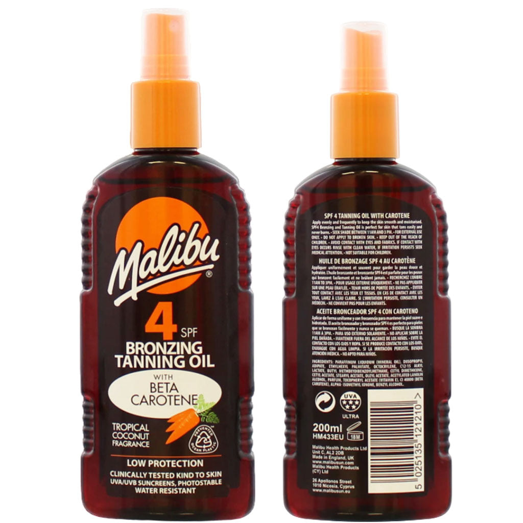 Malibu  Bronzing Tanning Oil With Beta Carotene SPF4
