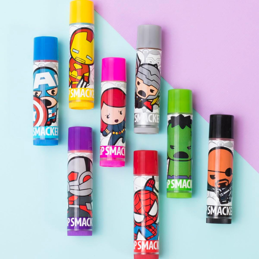 Marvel Lip Smacker lip balm for kids by Lip Smacker, featuring colorful packaging and a fun Marvel superhero theme.