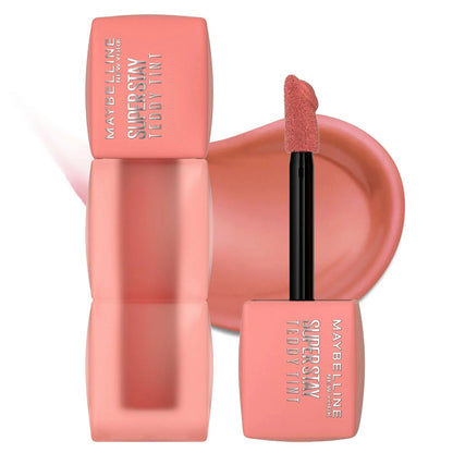 Maybelline New York Super Stay Teddy Lip Tint in 5ml tube, showcasing the lip makeup product with a natural finish.