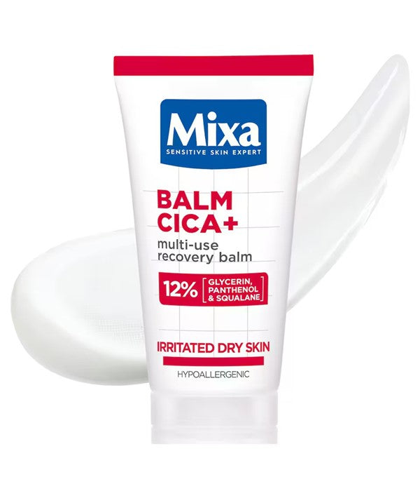 Mixa Cica Plus Multi-Use Recovery Balm in a 50ml jar, moisturizing and soothing skin with nourishing ingredients.