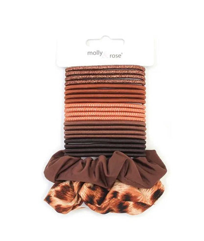 Molly And Rose Brown Elastics And Scrunchies Set 9319