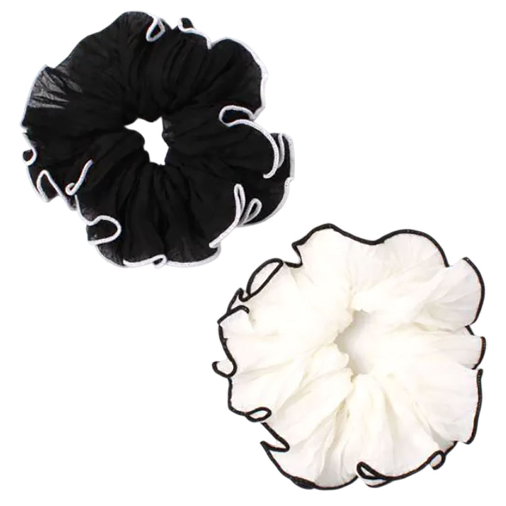 Molly And Rose Black And Cream Contrast Edge Scrunchie