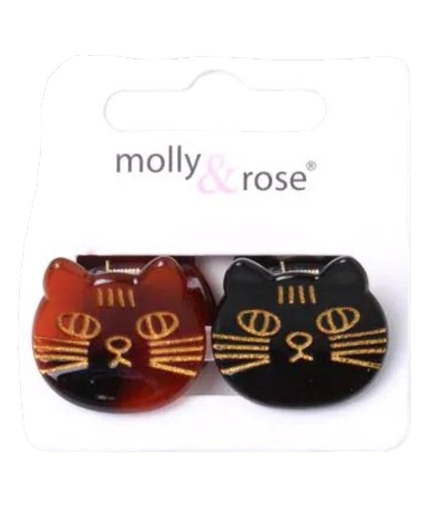 Molly And Rose Card Of 2 Cat Shaped Mini Clamps 9747