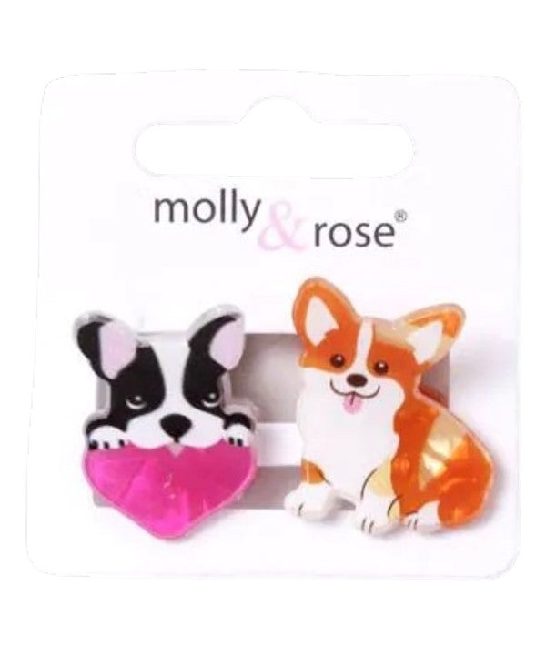Molly And Rose Card Of 2 Dog Shaped Mini Clamps 9744