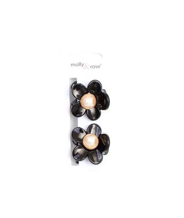 Molly And Rose Flower Shaped Pearl Hair Clamps