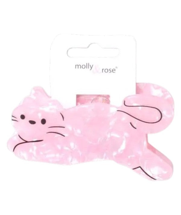 Molly And Rose Pearlescent Pink Cat Shaped Clamp 9746
