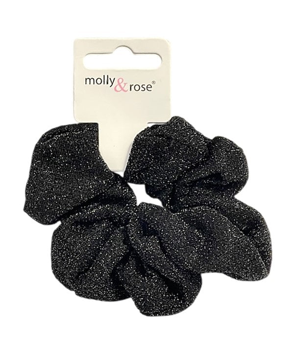 Molly And Rose Regular Black Sparkle Fabric Scrunchie 9717
