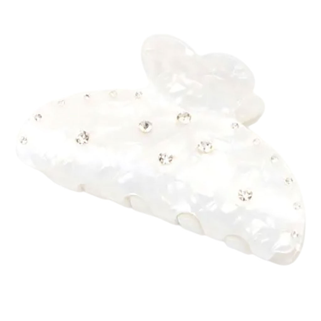 Molly And Rose Ivory Pearlescent Clamp With Clear Stones 9692