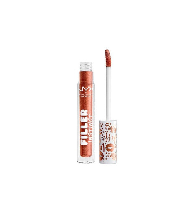 NYX Filler Instinct Plump Lip Polish in shade 04, shiny lip gloss with a smooth applicator, displayed on a neutral background.