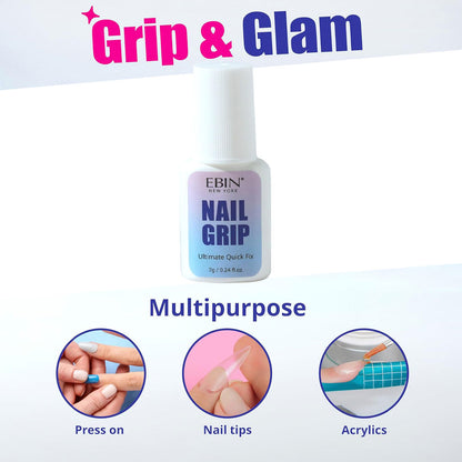 EBIN New York Nail Grip Ultimate Quick Fix Brush On NGC7B Clear