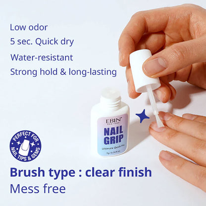 EBIN New York Nail Grip Ultimate Quick Fix Brush On NGC7B Clear