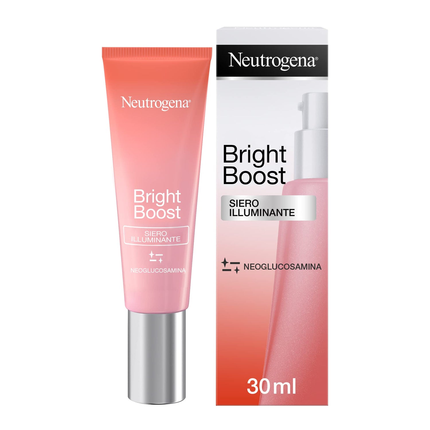Johnson and Johnson Bright Boost Illuminating Serum moisturizer in a 30ml bottle, featuring a sleek design and brightening skincare benefits.