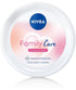 Nivea Family Care Moisturising Cream jar with 450ml size, smooth cream texture, and Nivea branding for nourishing skin.
