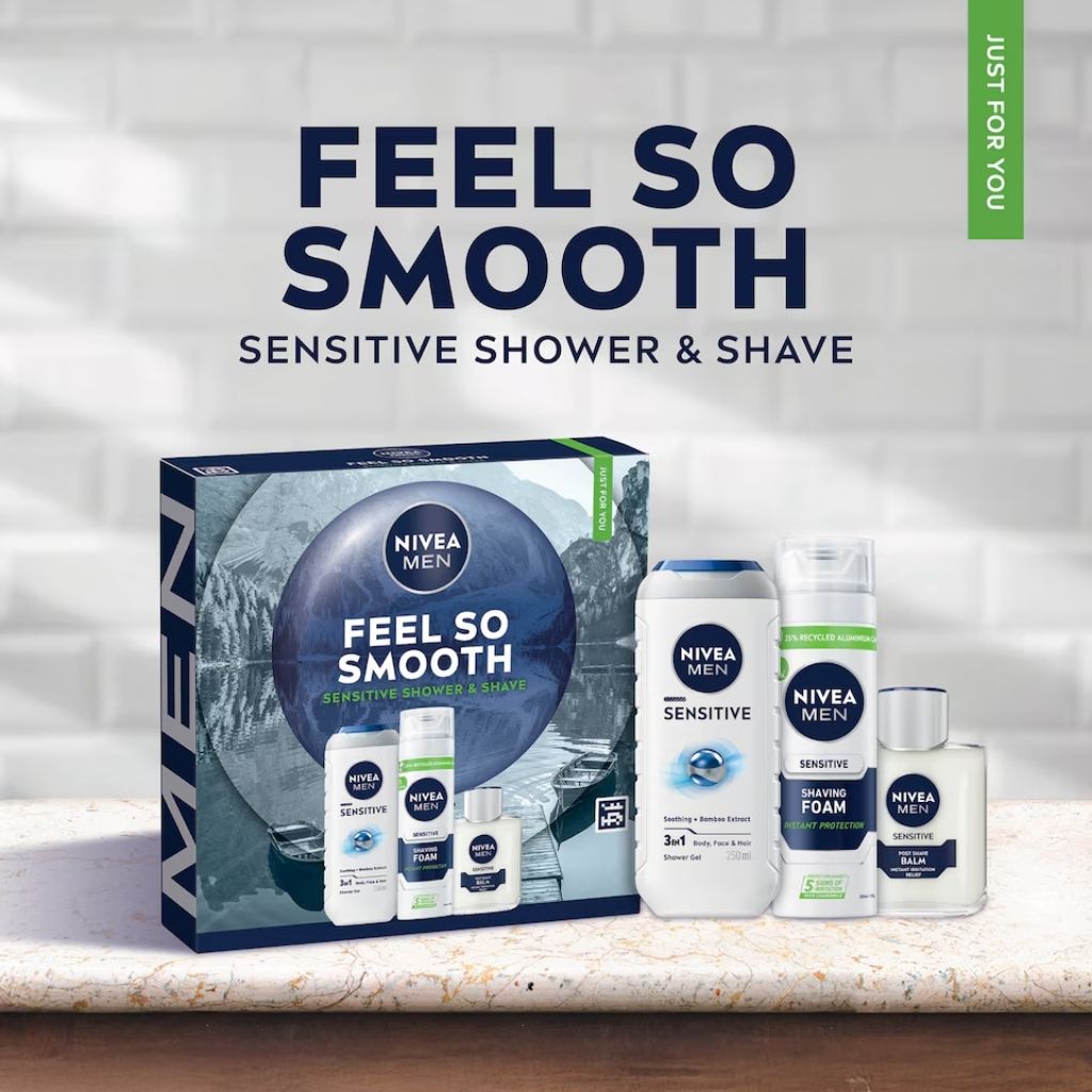 Nivea  Men Feel So Smooth Sensitive Shower And Shave Trio