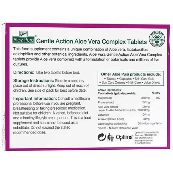 Optima Aloe Pura Aleo Vera Complex Gentle Action Tablets
