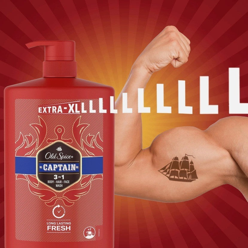 Old Spice  3 In 1 Captain Body Hair Face Wash
