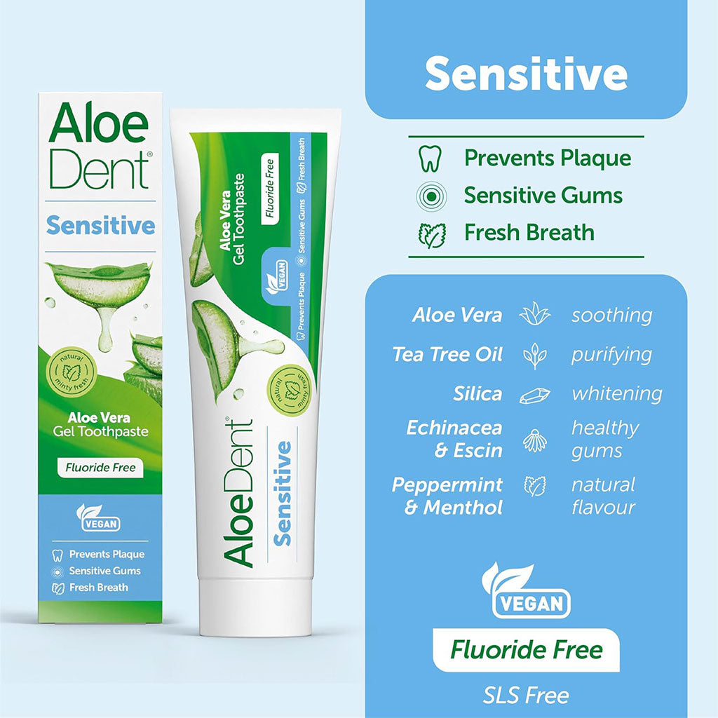 Optima Aloedent Sensitive Aloe Vera Fluoride Free Toothpaste