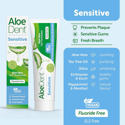 Optima Aloedent Sensitive Aloe Vera Fluoride Free Toothpaste