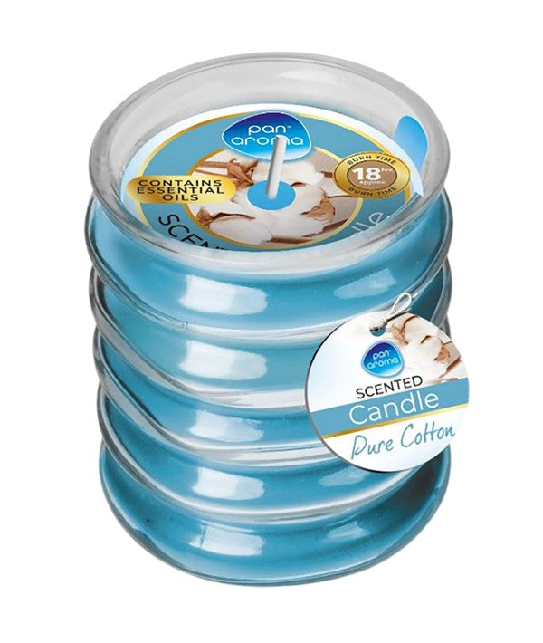 Pan Aroma Ribbed Glass Scented Candle Pure Cotton