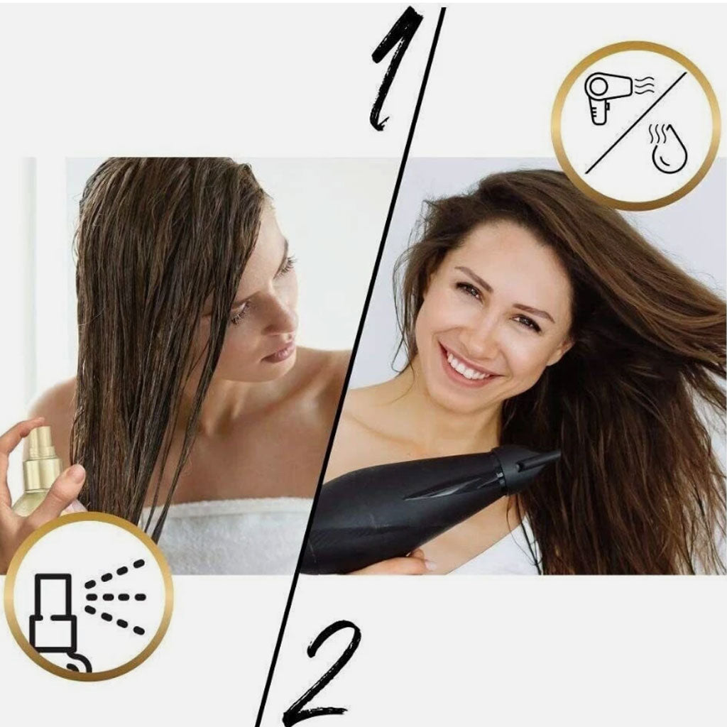 Pantene Pro V Miracles 7 In 1 Castor Oil Weightless Hair Treatment mist bottle with spray nozzle.