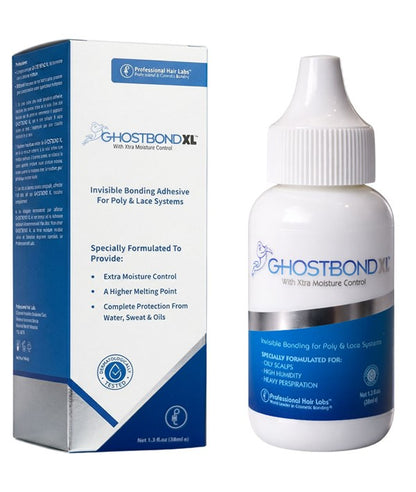 Professional Hair Labs Ghost Bond XL adhesive for securing lace wigs and hair extensions, shown in a close-up image.