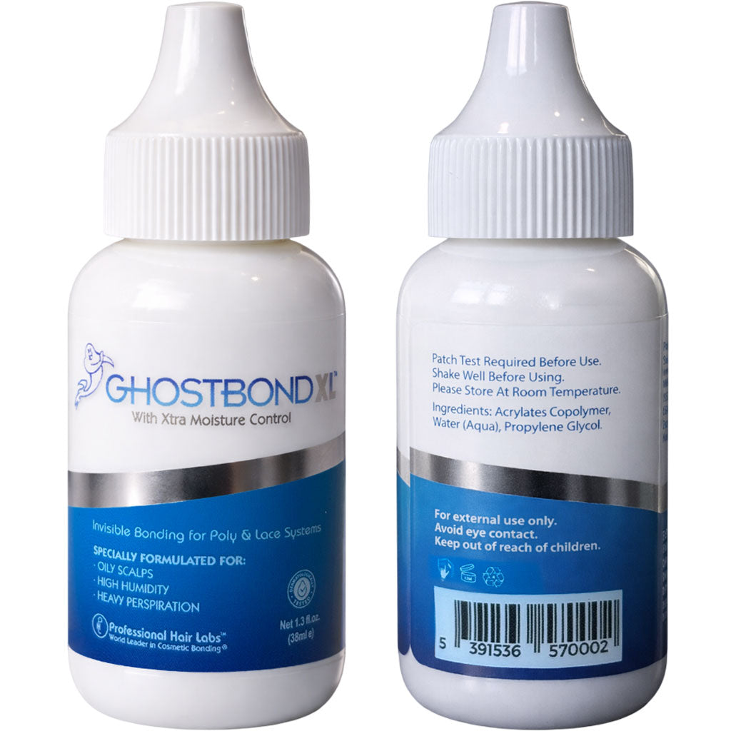 Professional Hair Labs Ghost Bond XL adhesive for lace wigs, showing the tube of hair bonding glue on a white background.