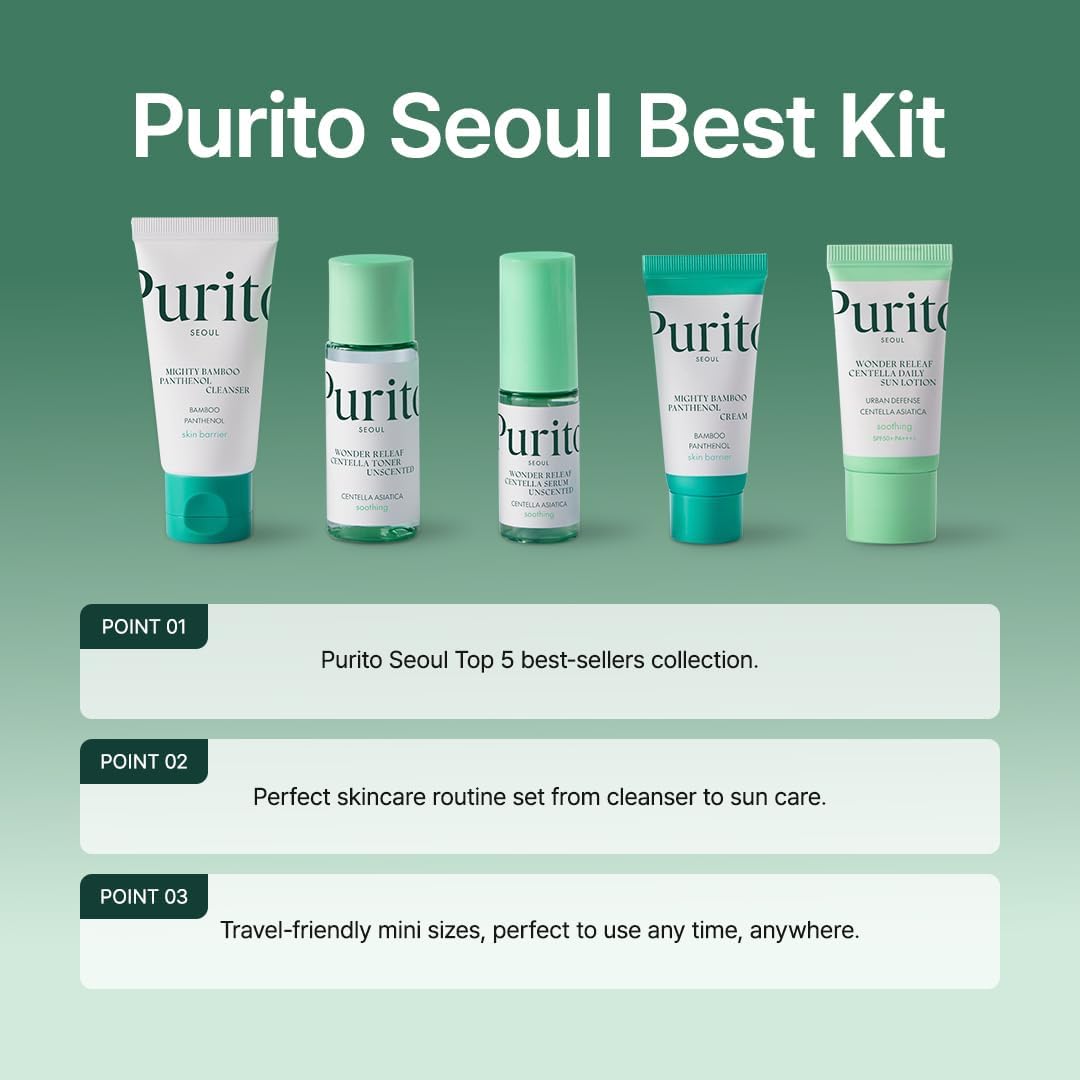 Purito Seoul Best Kit K-Beauty bundle featuring skincare products in a sleek set, perfect for a complete Korean skincare routine.