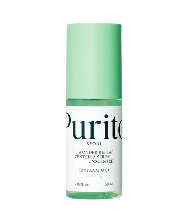 Purito Seoul Wonder Releaf Centella Serum Unscented in 60ml bottle, a K-beauty skincare serum with soothing centella extract.
