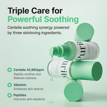 Purito Seoul Wonder Releaf Centella Serum Unscented in a 60ml bottle, featuring clear liquid and minimalist packaging.
