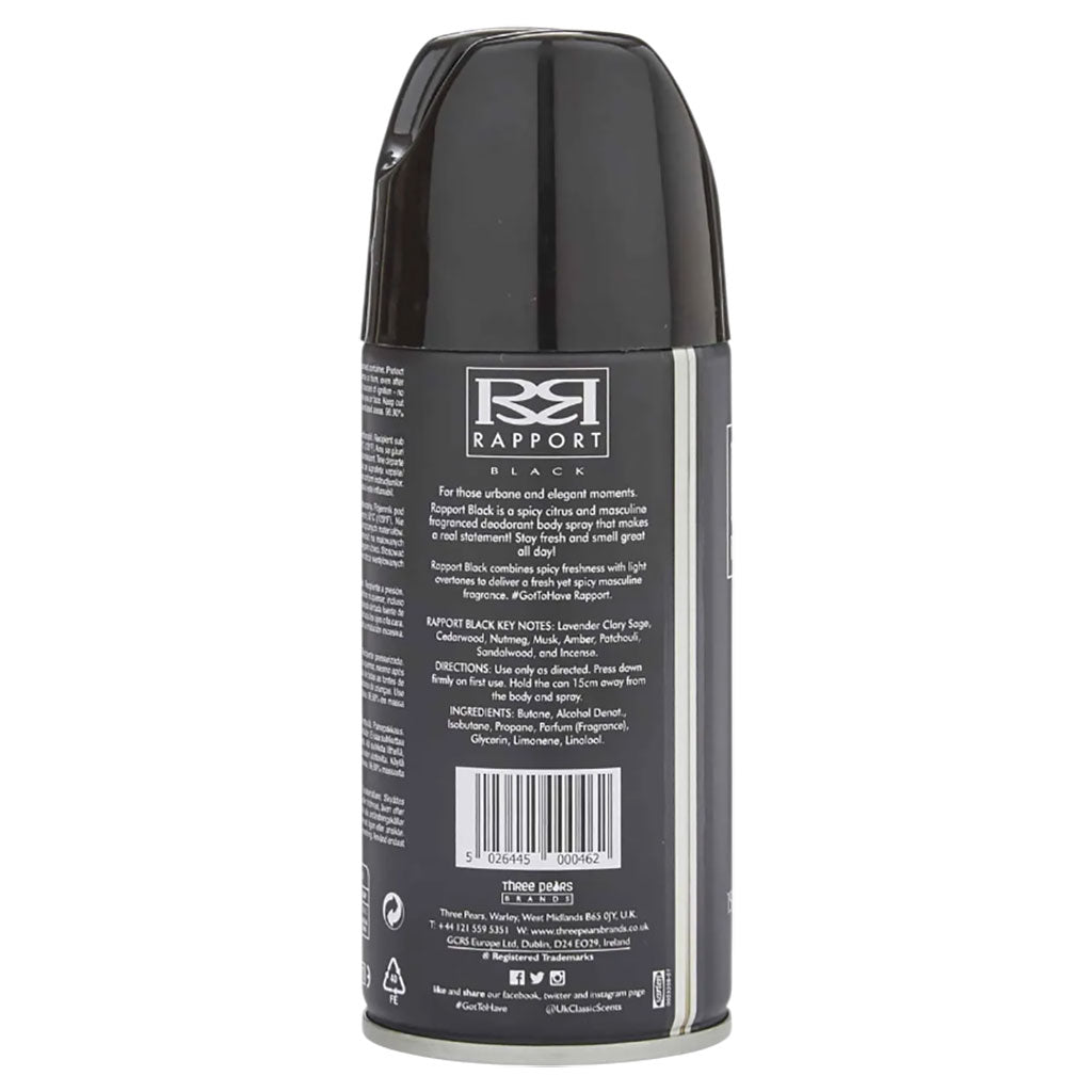 Three Pears Rapport Black Deodorant Body Spray