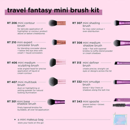 Real Techniques Travel Fantasy 10 In 1 Mini Brush Kit