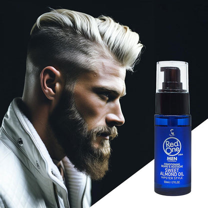 Red One Hipster Style Sweet Almond Conditioning Beard And Mustache Oil