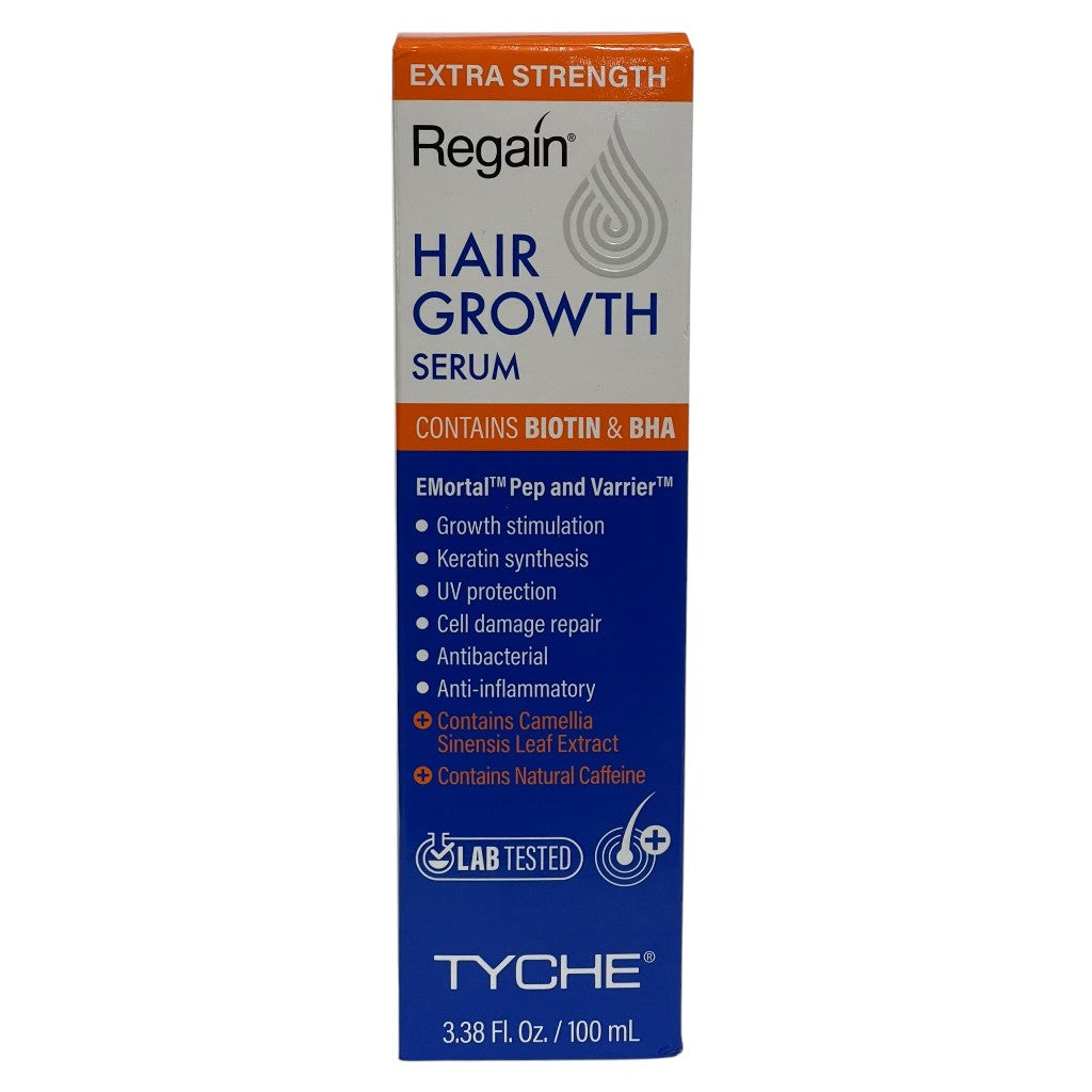 NICKA K NEWYORK Regain Hair Growth Serum Extra Strength in a 150ml bottle, shown with the serum applicator and packaging.