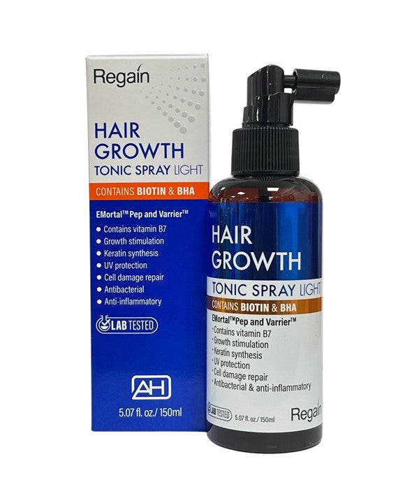 NICKA K NEWYORK Regain Hair Growth Tonic Spray Light in 150ml bottle, suitable for hair styling and promoting hair growth.