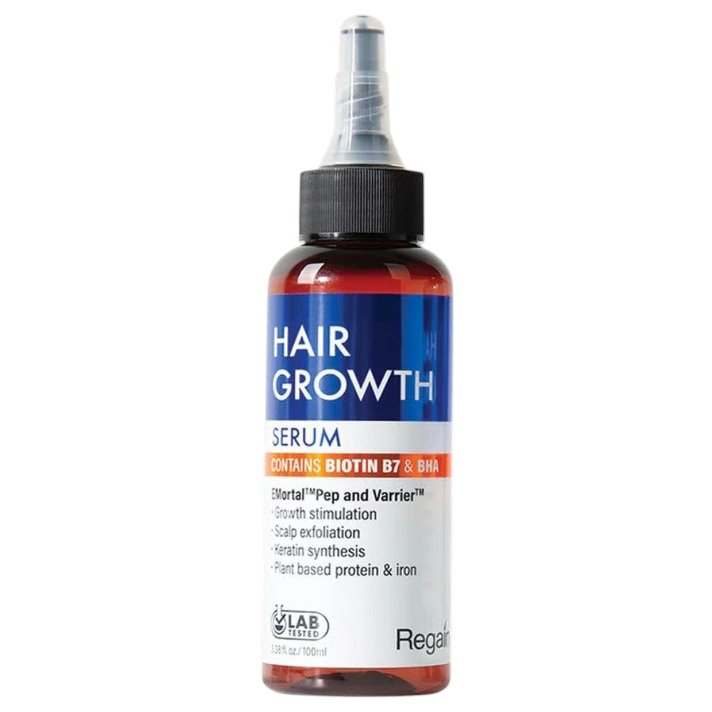 NICKA K NEWYORK Regain Hair Growth Serum in a 100ml bottle, designed to promote hair growth and strengthen hair roots.