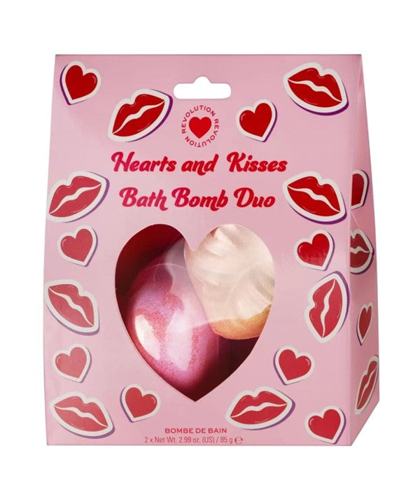 Revolution Heart  Hearts And Kisses Bath Bomb Duo