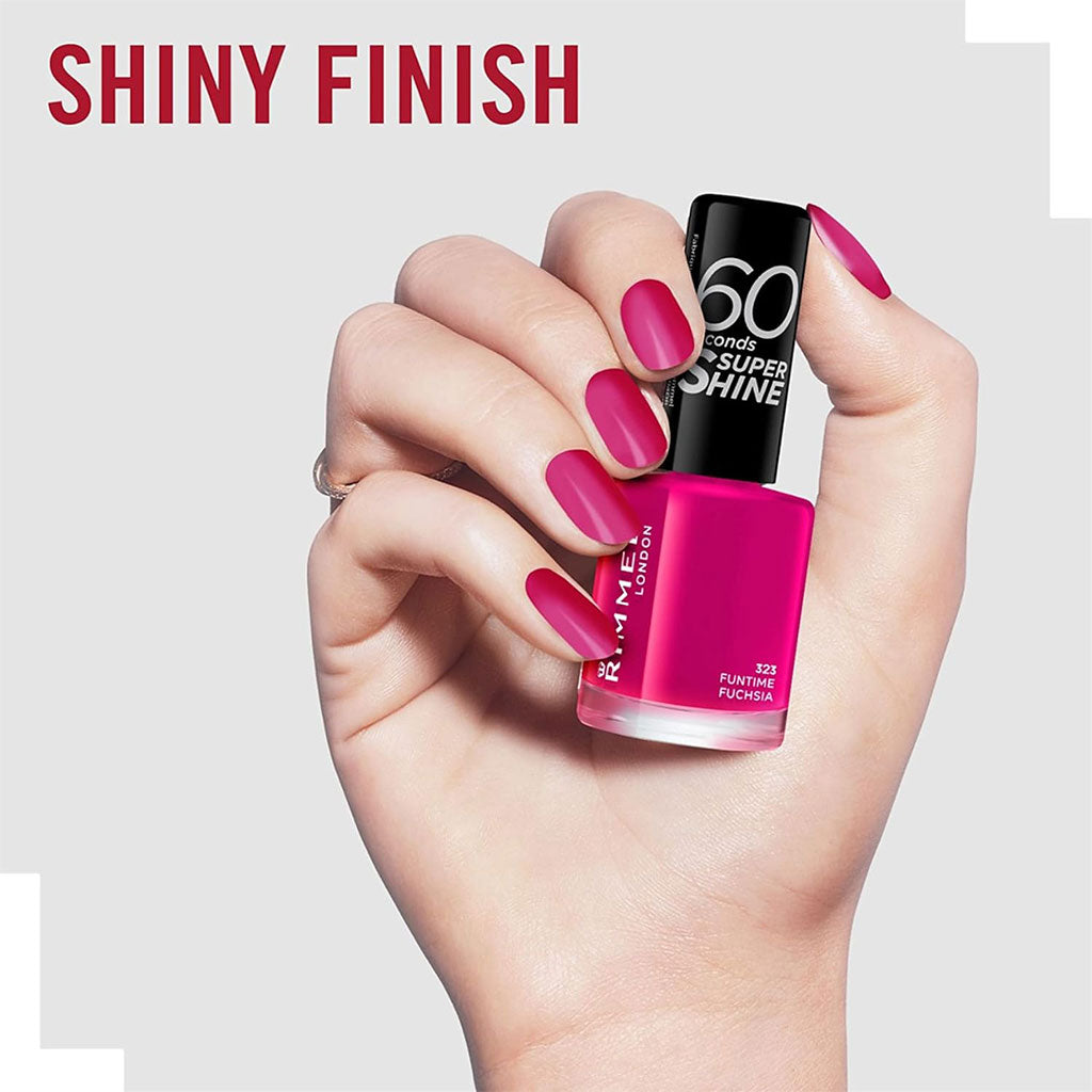 Rimmel  60 Seconds Super Shine Nail Polish 323 Funtime Fuchsia
