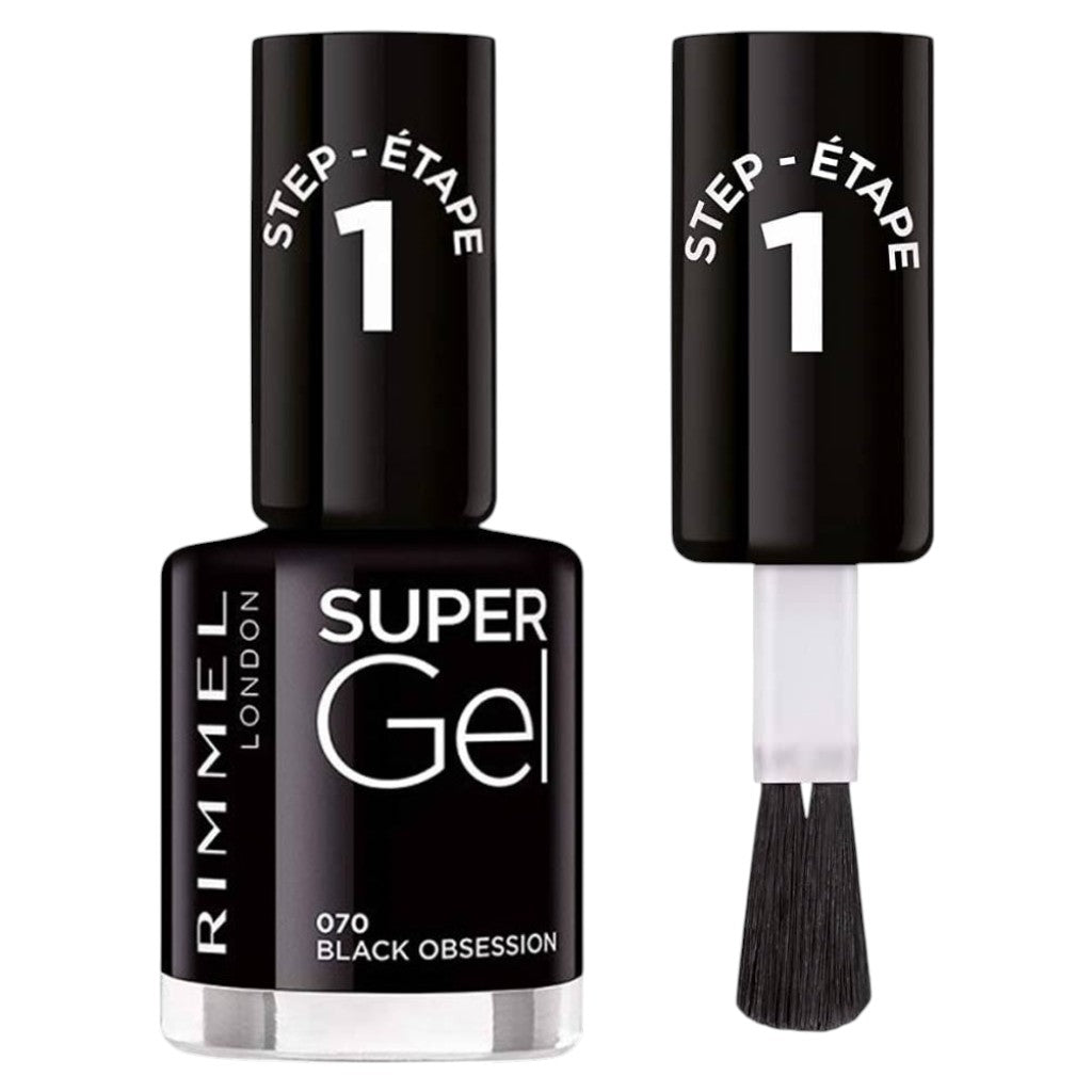 Rimmel  London Super Gel Nail Polish Black Step 1