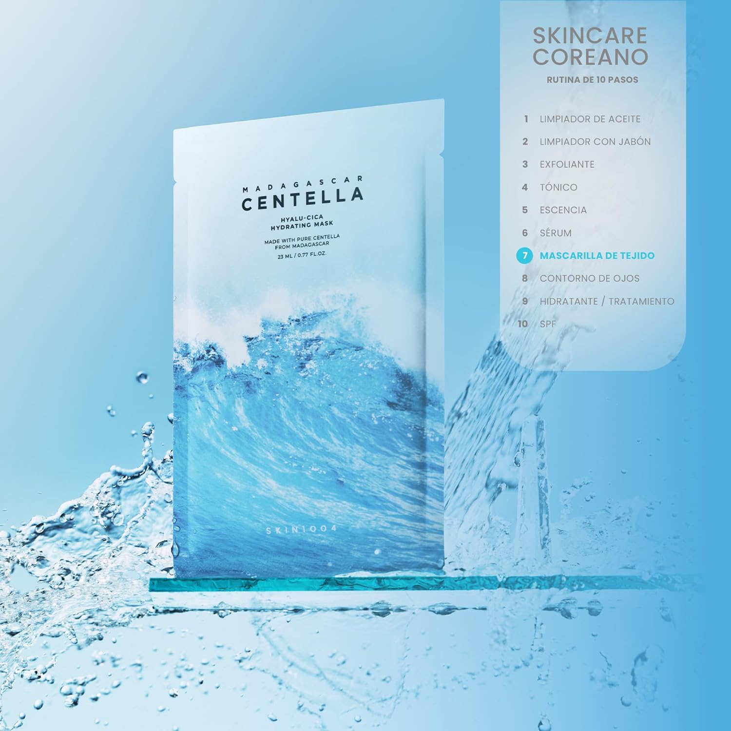 SKIN1004 Madagascar Centella Hyalu Cica Hydrating K-Beauty mask in 23ml tube with soothing ingredients and hydrating formula.