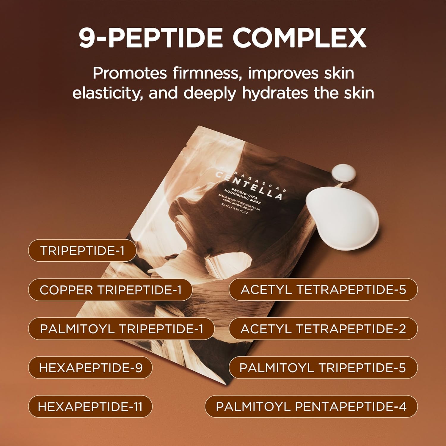 SKIN1004 Madagascar Centella Probio Cica nourishing K-beauty mask in 22ml sachet, featuring soothing centella and probiotic ingredients.