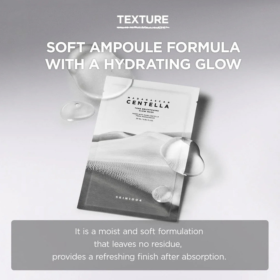 SKIN1004 Madagascar Centella Tone Brightening Glow Mask in a 25ml container, featuring a soothing, brightening K-beauty mask.