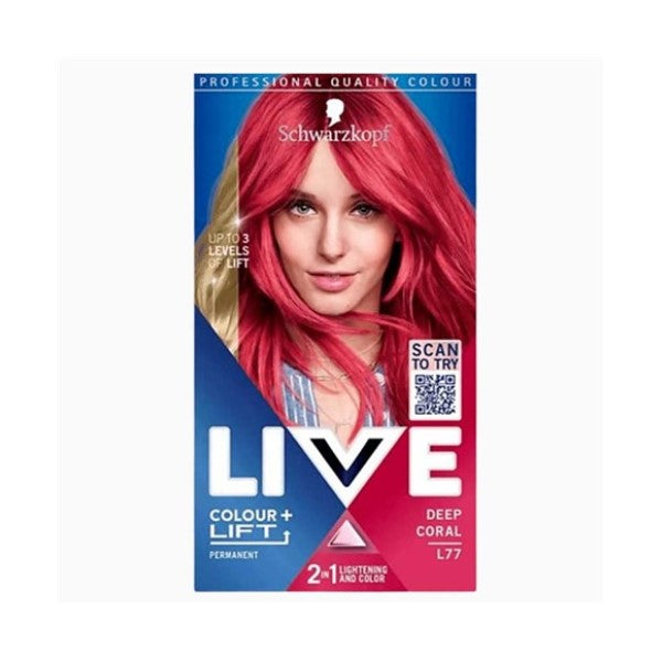 Schwarzkopf Live Colour Plus Lift Permanent Hair Colour L77 Deep Coral