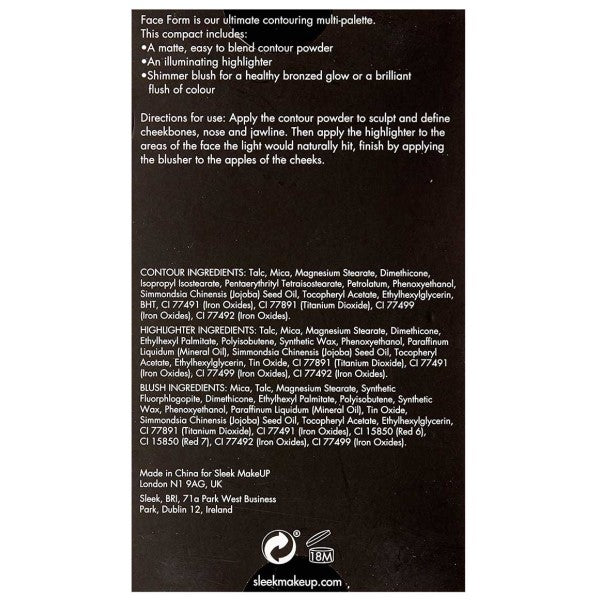 Sleek Make Up Face Form Contouring And Blush Palette